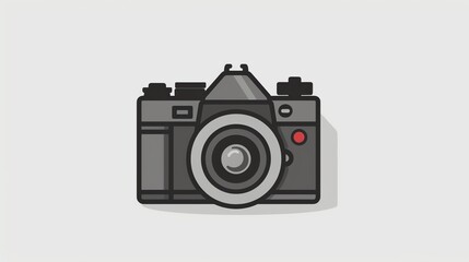 Fototapeta premium A simple illustration of a black and white camera on a blue background.