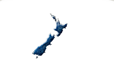 3d Deep Blue Water New Zealand Map Shaded Relief Texture Map 3d Illustration
