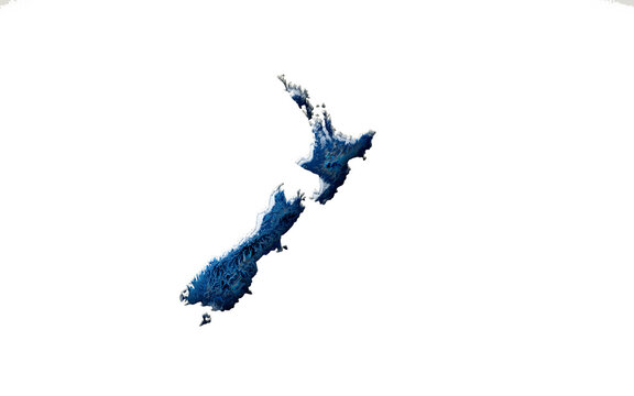 3d Deep Blue Water New Zealand Map Shaded Relief Texture Map 3d Illustration - Powered by Adobe