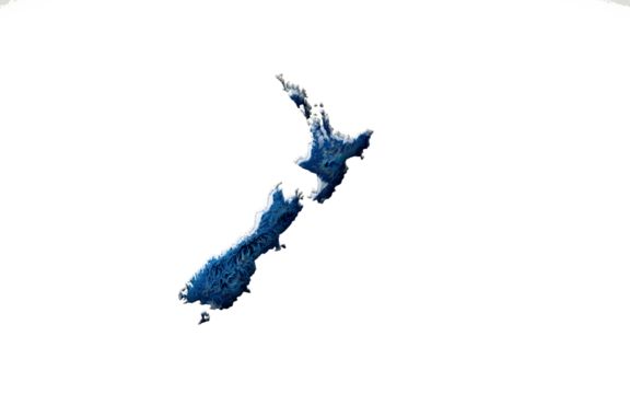 3d Deep Blue Water New Zealand Map Shaded Relief Texture Map 3d Illustration