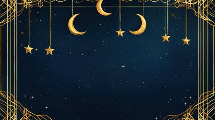 Elegant night sky with moons and stars.