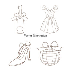 Whimsical Hand-Drawn Birthday Party Decoration. Vector Illustration