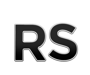 Black Rupee Rs Currency Symbol With Metal Gleam And Beveled Edges 3D Illustration