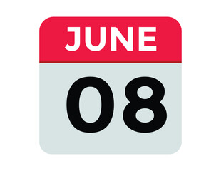 June 8 - Daily Calendar Icon with day of month