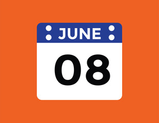 June 8 - Daily Calendar Icon with day of month