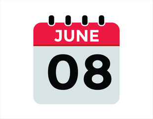 June 8 - Daily Calendar Icon with day of month