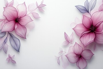 Naklejka premium Elegant floral design with intricate hand-drawn flowers on white background for art and decor