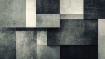 Naklejka premium Overlapping Geometric Shapes in Varied Shades of Gray and Black