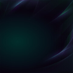 Abstract glowing wave lines on dark green background. Dynamic wave pattern