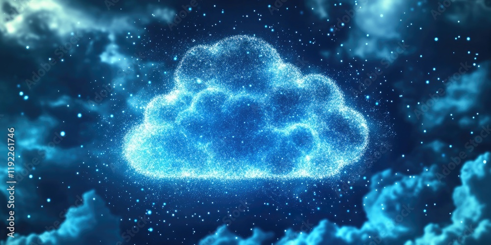 Poster digital transformation strategy focused on automating business processes through cloud computing, cu
