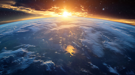 beautiful clouds and Earth during a stunning sunset