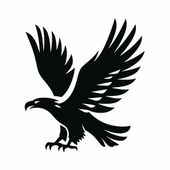 Fototapeta premium very simple flat and minimalist Eagle silhouette in black on a white background