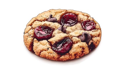 A Delicious Close-Up of a Single Cherry Chocolate Chip Cookie.
