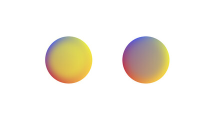 Two colorful spheres showcasing a captivating gradient effect, displayed on a dark background, creating a vivid, abstract, and modern visual aesthetic representation.