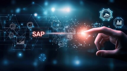 Interactive technology showcase digital interface for business solutions virtual environment futuristic perspective