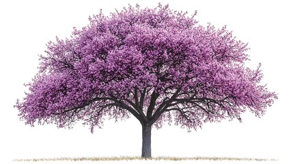 Obraz premium A majestic, blossoming pink tree isolated on a white background.
