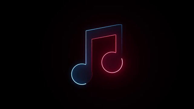 Abstract Glowing neon line audio music player icon animation on a black background video 4k.