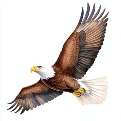 Obraz premium Majestic Bald Eagle Gliding Gracefully Through the Sky