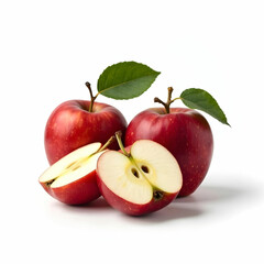 Fresh Red Apples with One Sliced in Half
