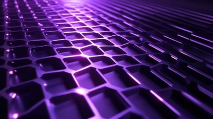 Obraz premium Abstract Purple Hexagon Grid Pattern: Geometric Design, Futuristic Technology Background