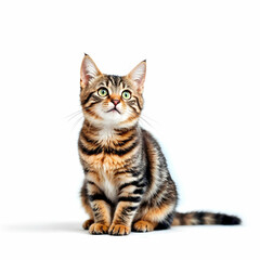 Beautiful Marble Cat on White Background