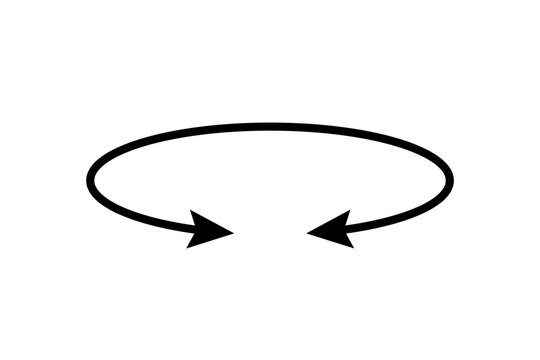 Oval circle double arrow icon. Ellipse orbit line arrow symbol. Oval circumference sign. Vector illustration isolated on white background.
