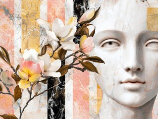 Digital collage with vintage postcards and modern tech icons nostalgic yet innovative creative art concept