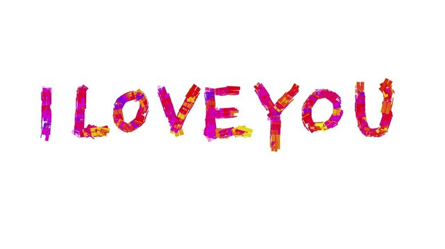 hand painted and animated i love you text