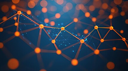 Plexus abstract background concept. Abstract digital network with connected nodes and glowing dots on a dark background.