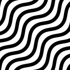 Black and white diagonal wavy lines seamless pattern. Simple vector abstract liquid stripes background. Endless groovy texture with diagonal waves, fluid shapes. Funky monochrome repeating geo design 