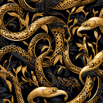 Snake, seamless pattern, the beautiful wires but also hide a fierce and terrifying quality