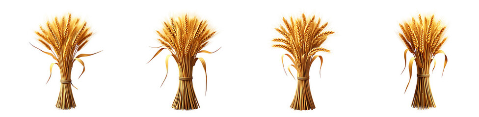 Golden Wheat Sheaves on Black Background: Harvest Abundance