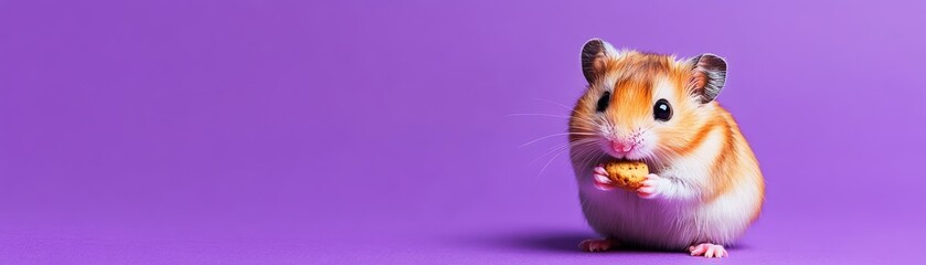 Adorable hamster holding a snack.