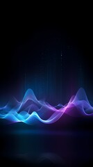Digital technology blue and purple abstract sound wave poster background