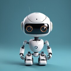 Cute Mini ai robot isolated on plain background