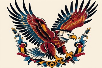 eagle tattoo design. American traditional style, eagle tattoo flash.