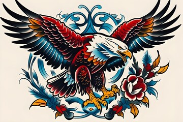 eagle tattoo design. American traditional style, eagle tattoo flash.
