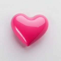 Glossy pink heart isolated on plain background