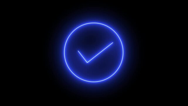 Check mark icon circle neon glow animation
