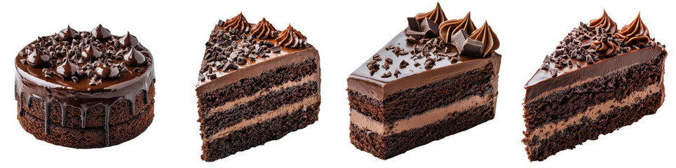 Chocolate cake isolated on white background. Mix Collection Png.