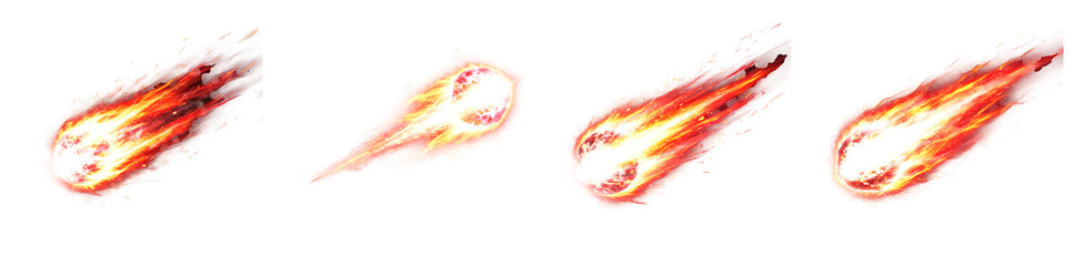 Fiery Meteor Shower Animation: Burning Space Rocks Falling