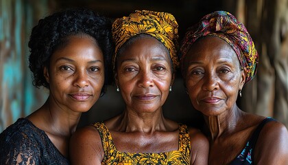Fototapeta premium Women's Day family different age concept. A photostock of three generations of women radiating love, unity, and joy in a warm family setting
