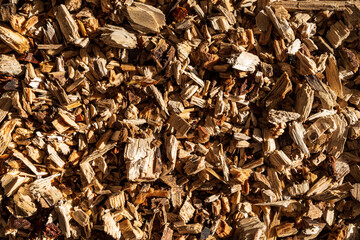Background of wood chips, oganic gardening