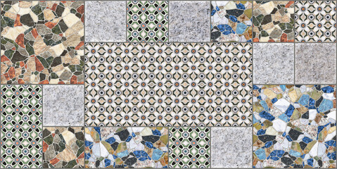 illustration Marble seamless Wall and Floor Tiles with a modern abstract decorative mosaic pattern.