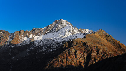 Alps panorama on Pizzo Stella at sunset, Italy landscape