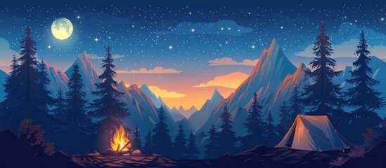 Fototapeta premium Camping Under the Stars in the Mountains