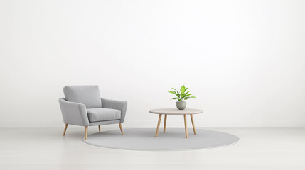 Cozy and elegant interior design featuring a potted plant