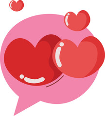 Colorful Love Hearts in Speech Bubble Illustration