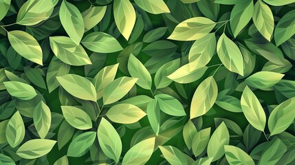 Obraz premium Green leaves geometric pattern background
