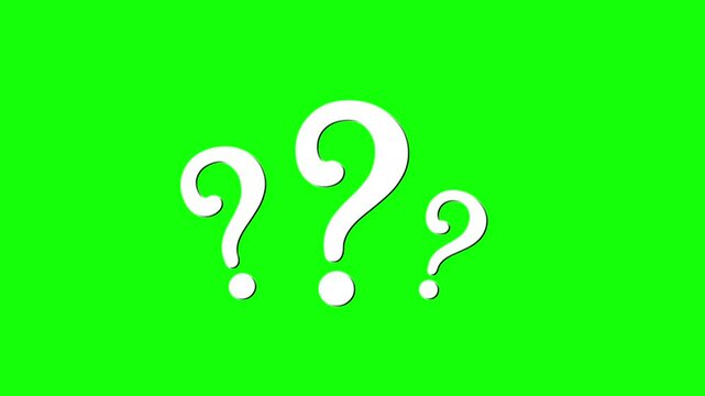 Question mark animation, pop up question mark on green screen, 4k question mark confused